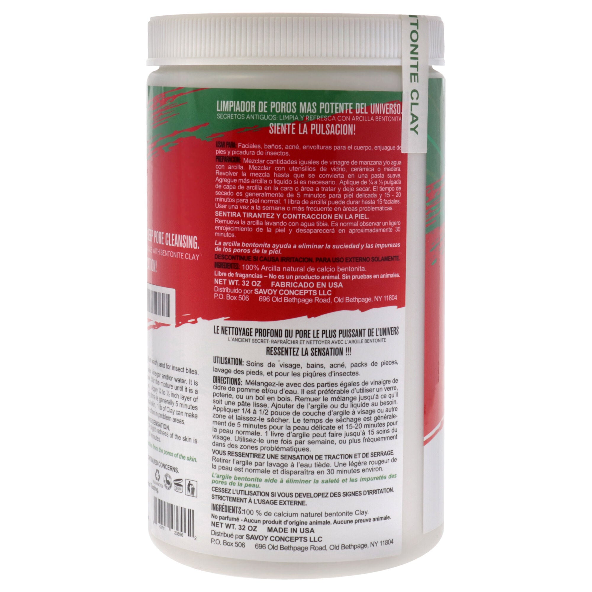 Powerful Deep Pore Cleansing Calcium Bentonite Clay by Mayan Magic Mud for Unisex - 32 oz Cleanser, See Description, alternate image number 1