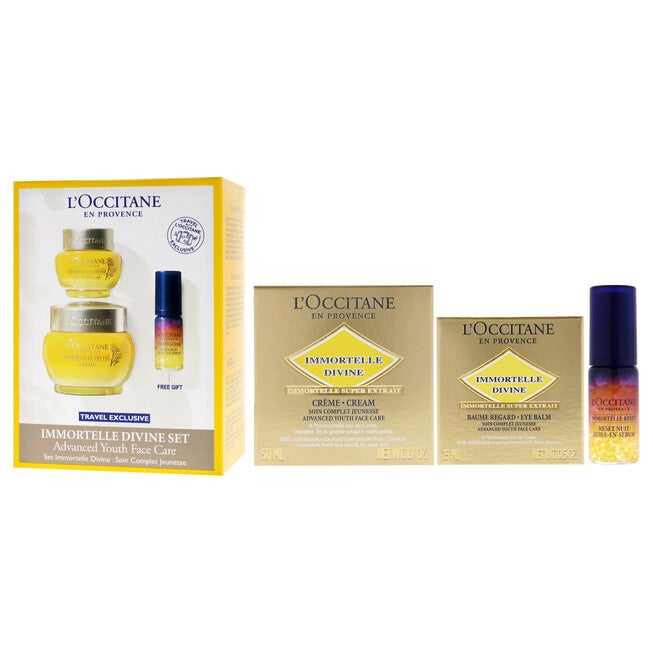 Immortelle Divine Set - Advance Youth Face Care by LOccitane for Unisex - 3 Pc 0.5oz Eye Balm, 1.7oz Cream, 0.16oz Oil-In-Serum, See Description, alternate image number 3
