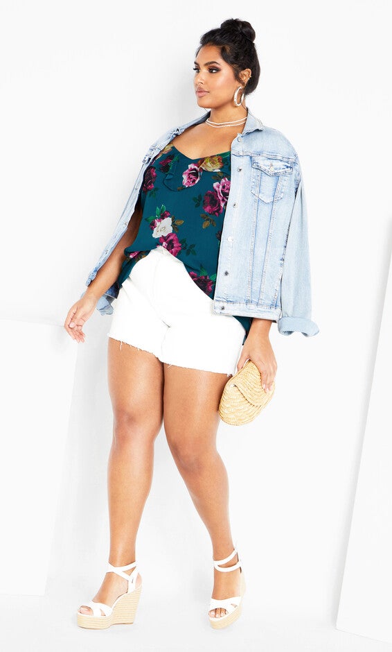 Nicole Print Cami - teal, , alternate image number 4