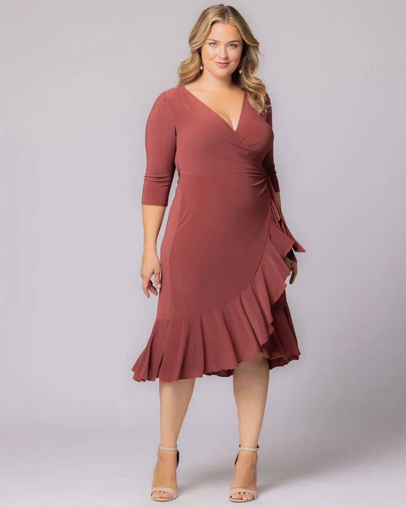 Whimsy Wrap Dress, Marsala, alternate image number 2