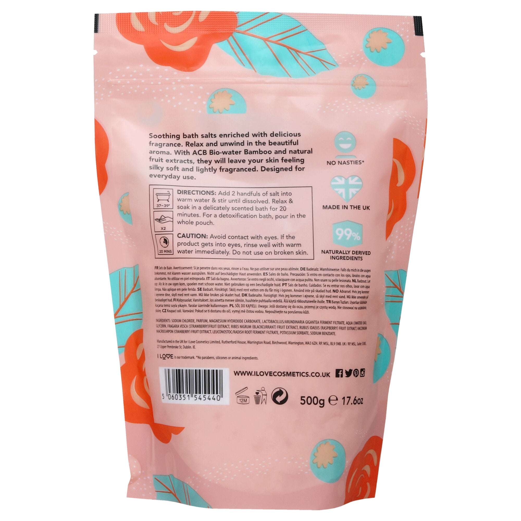Scented Bath Salts - English Rose by I Love Cosmetics for Women - 17.6 oz Bath Salt, See Description, alternate image number 1
