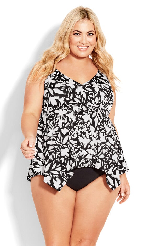 Sharkbite Print Tankini Top - white, White, hi-res image number 0