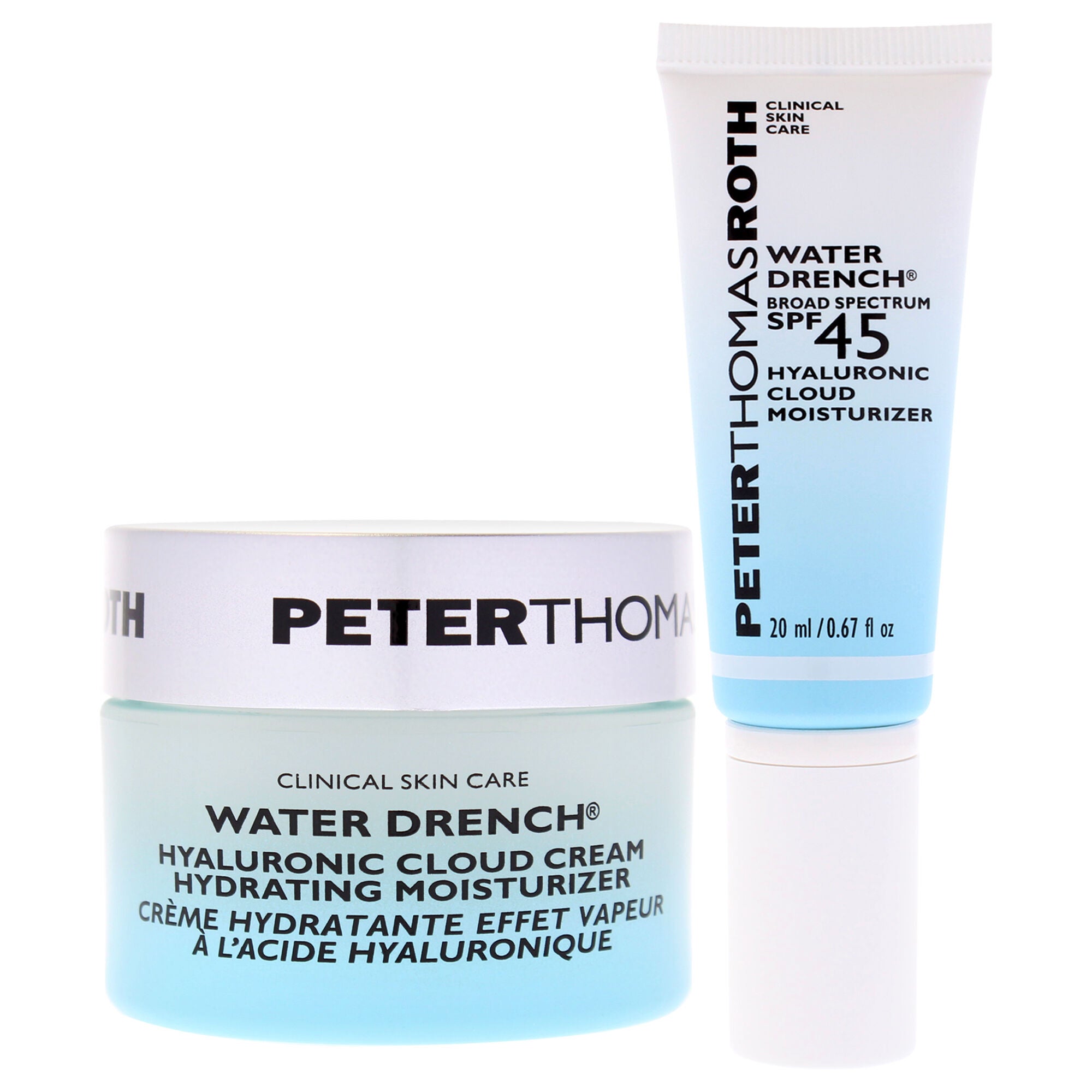 Water Drench Hydra-Besties Travel Kit by Peter Thomas Roth for Unisex - 7 Pc 5 Pair Water Drench Gel Eye Patches, 0.67oz Water Drench Moisturizer, 0.67oz Water Drench Broad Spectrum SPF 45 Moisturizer, White, alternate image number 1