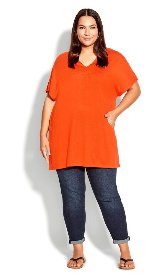 Pocket Pleat Tunic - orange, , alternate image number 1