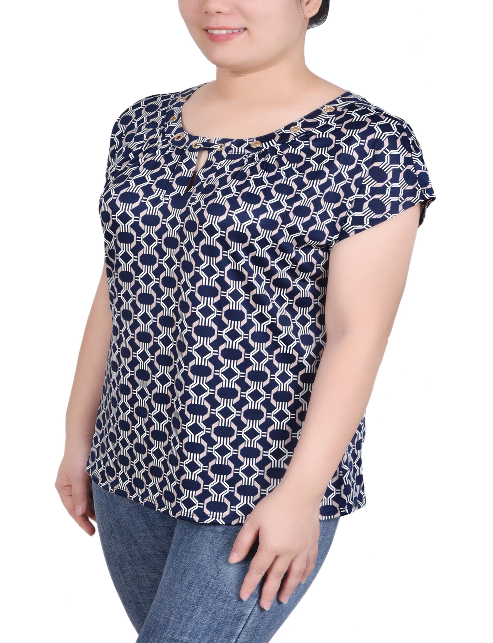 Extended Sleeve Top With Grommets, , alternate image number 4