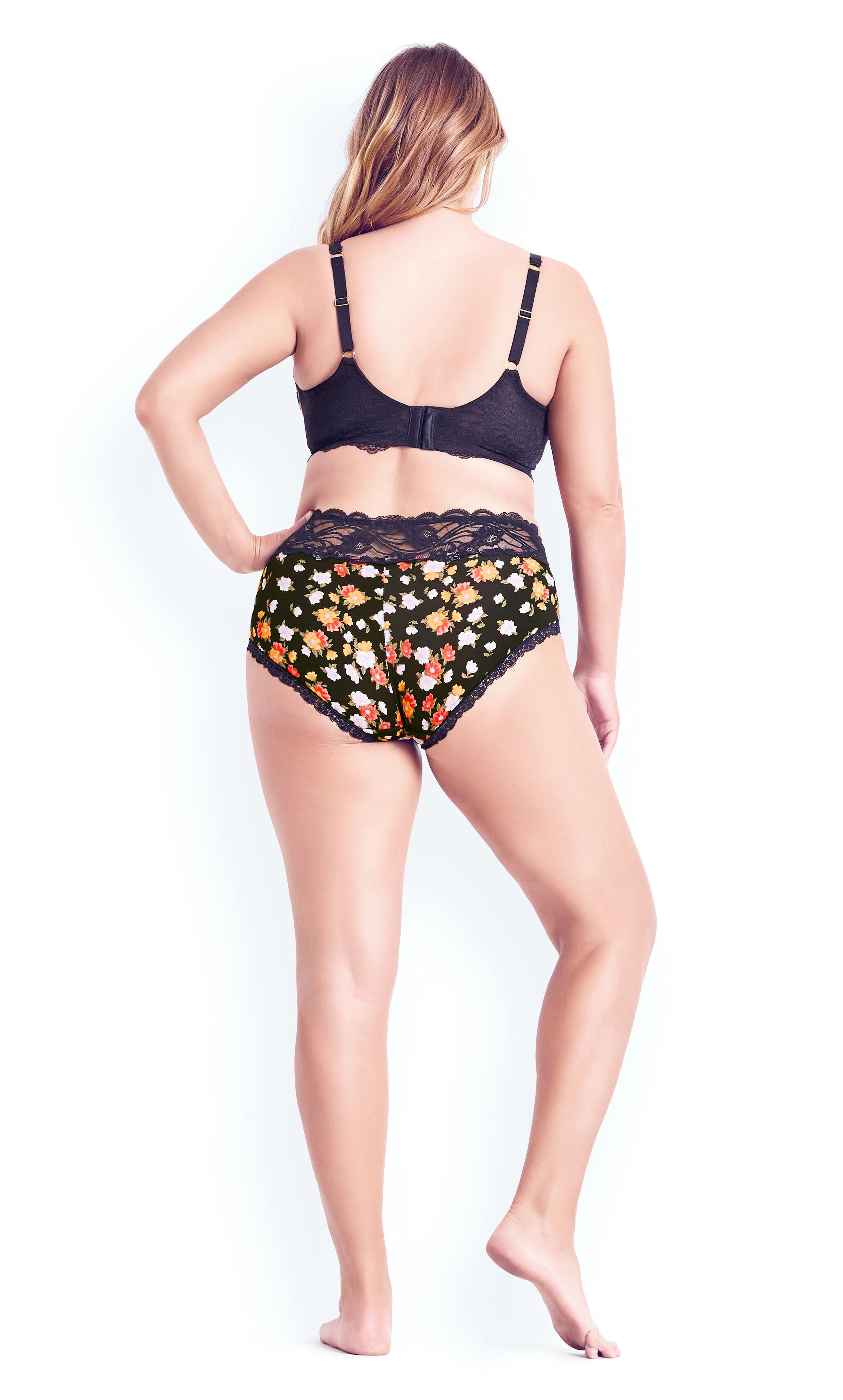 Smooth Print Plunge Bra - black floral, , alternate image number 3