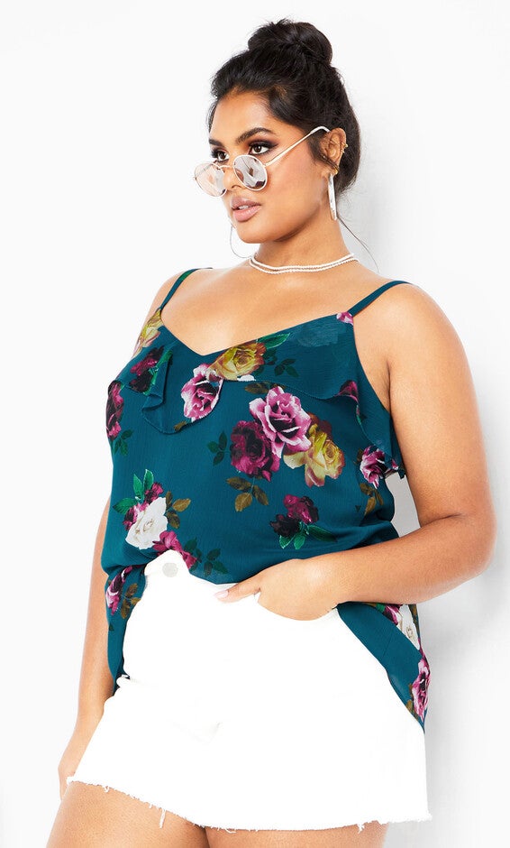 Nicole Print Cami - teal, Green, hi-res image number 0