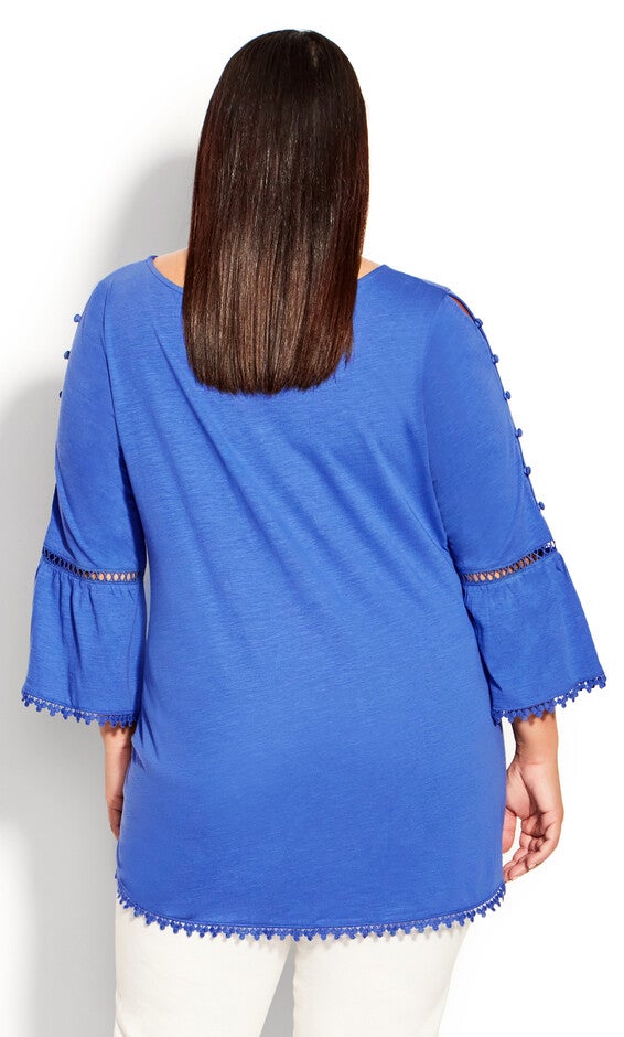 Crochet Split Sleeve Top - dazzling blue, , alternate image number 2