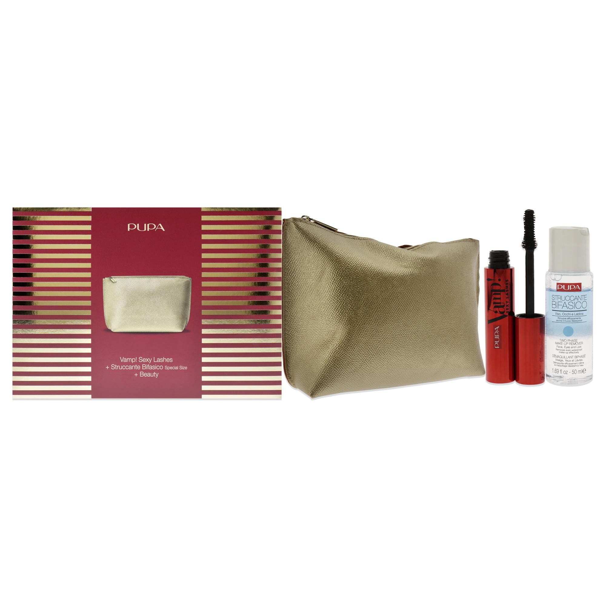 Vamp! Sexy Lashes and Two-Phase Make-Up Remover Set by Pupa Milano for Women - 3 Pc Set, See Description, hi-res image number 0