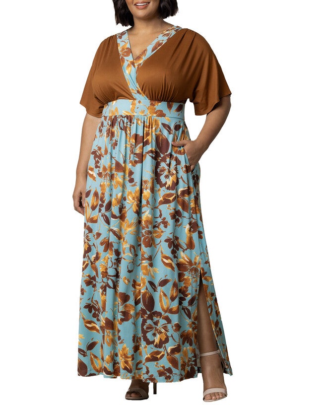 Naomi Maxi Dress, GOLDEN OASIS / Turquoise, hi-res image number 0