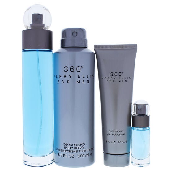 360 by Perry Ellis for Men - 4 Pc Gift Set 3.4oz EDT Spray, 6.8oz Deodorizing Body Spray, 3.0oz Shower Gel, 0.25oz EDT Spray, , alternate image number null