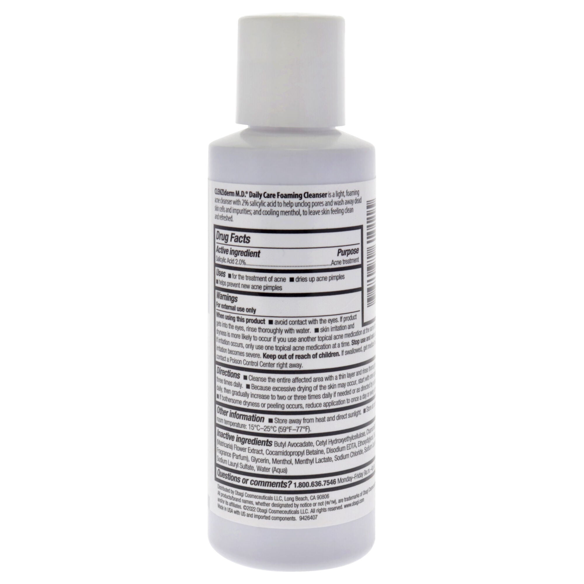Clenziderm M.D. Daily Care Foaming Cleanser by Obagi for Women - 4 oz Cleanser, See Description, alternate image number 1