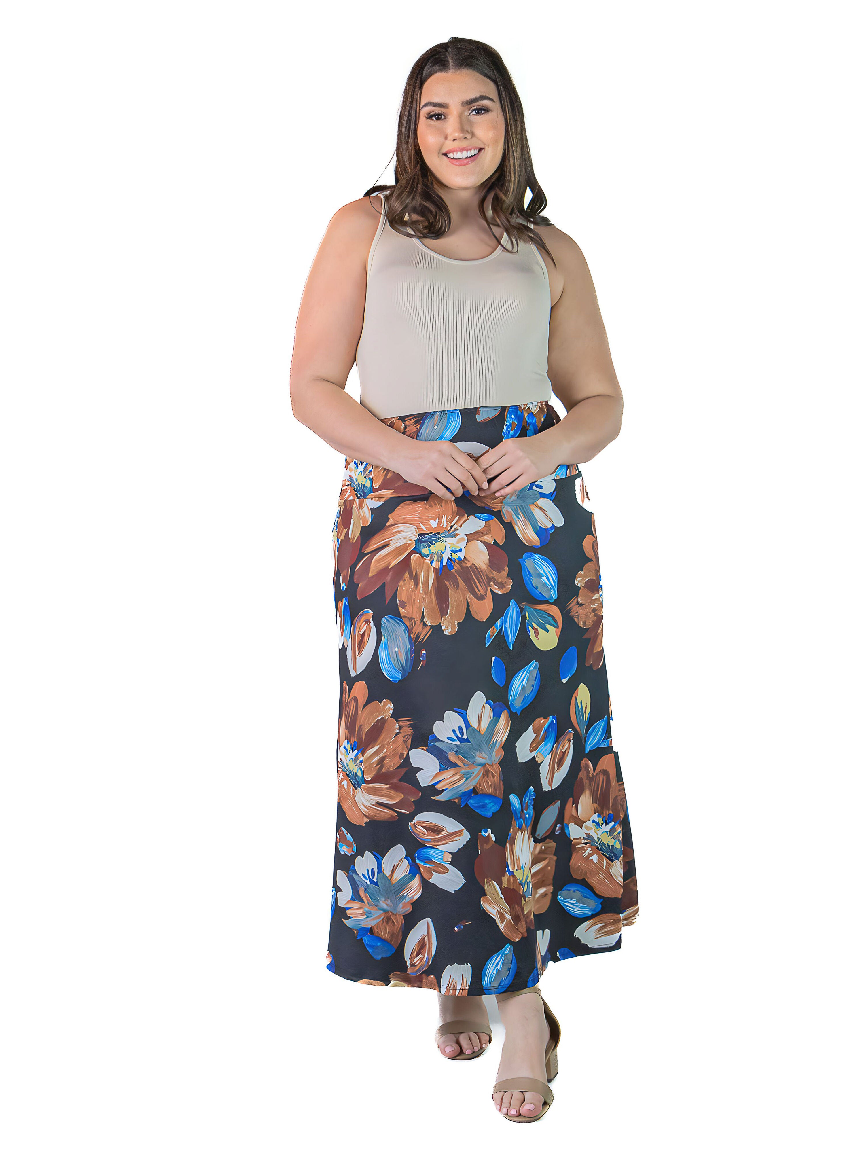 Plus size ankle best sale length black skirt