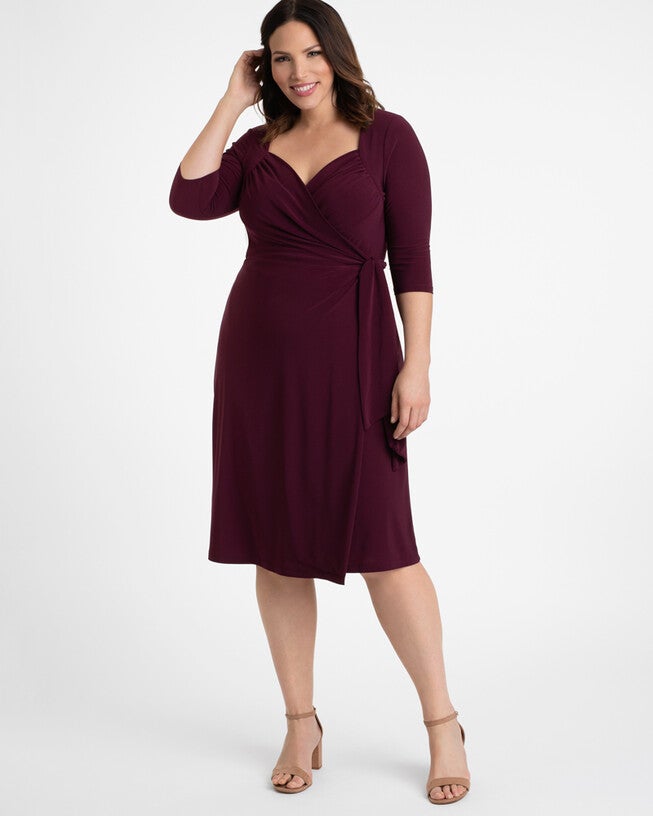 Sweetheart Knit Wrap Dress, , alternate image number null