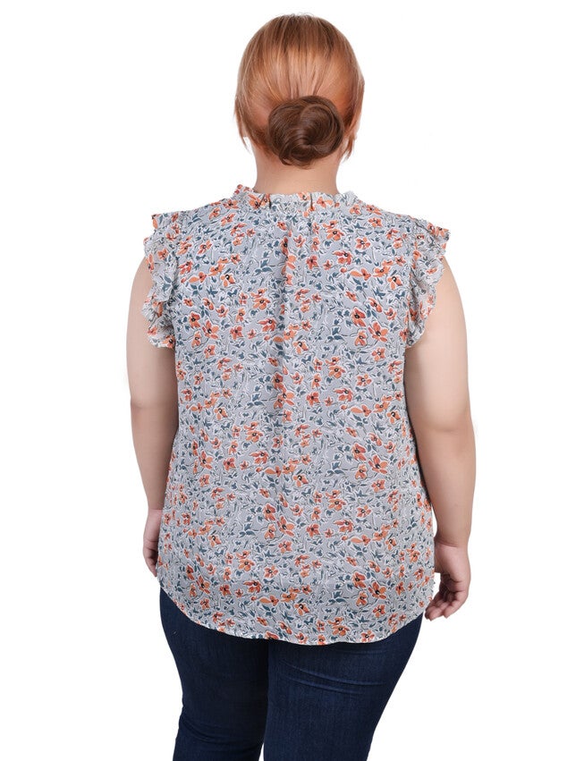 Ruffled Sleeve Blouse With Tie Closure, , alternate image number 3