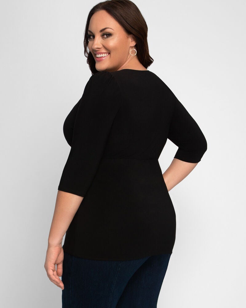 Femme Fatale Faux Wrap Top, Black Noir, alternate image number 2