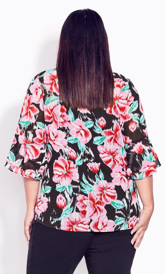 Alex Double Flutter Top - scarlet floral, , alternate image number 2