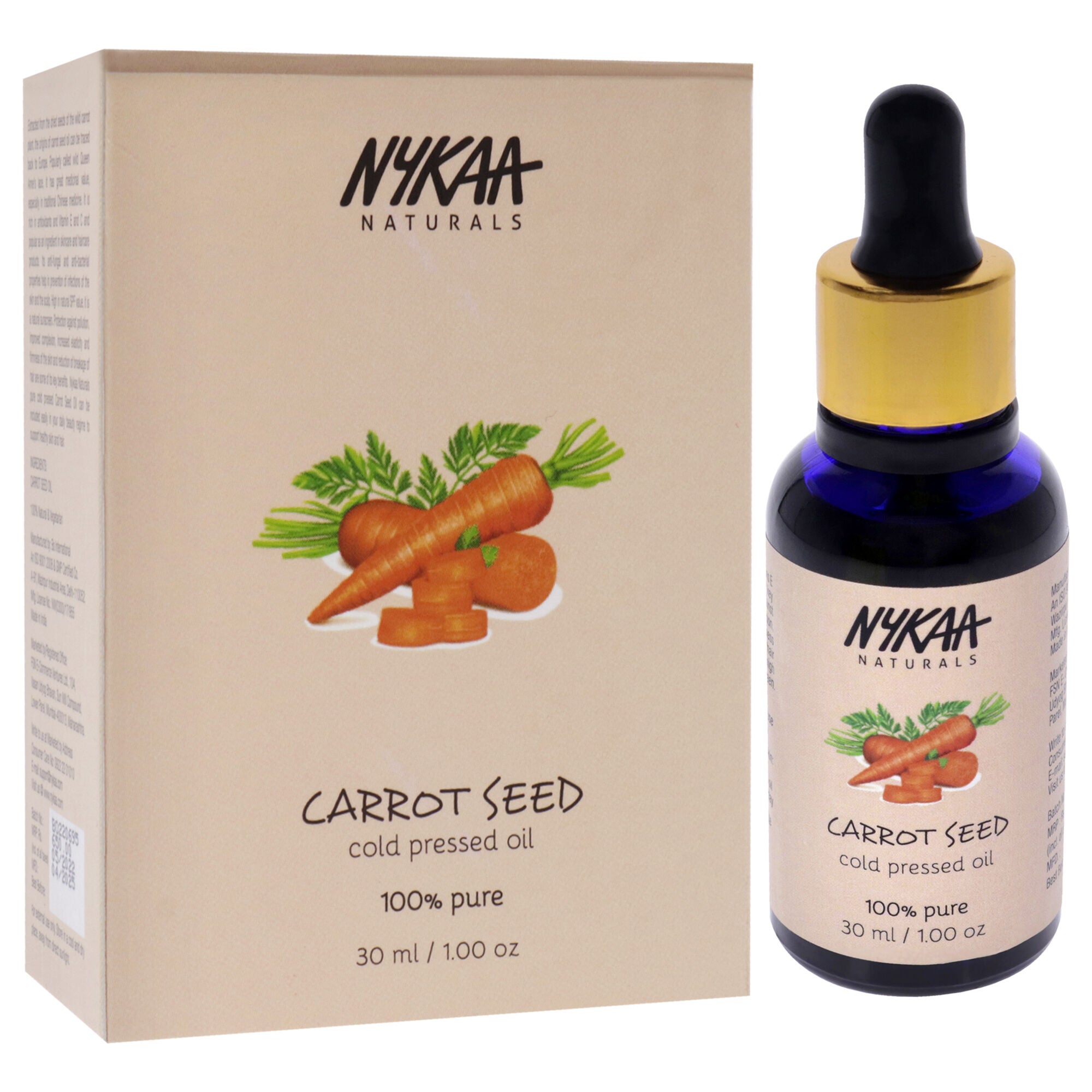 100 Percent Pure Cold Pressed Oil - Carrot Seed by Nykaa Naturals for Women - 1 oz Oil, See Description, alternate image number 1