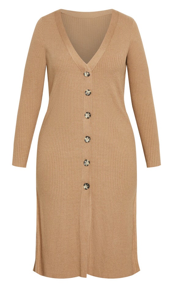 Button Knit Cardigan - camel, , alternate image number null