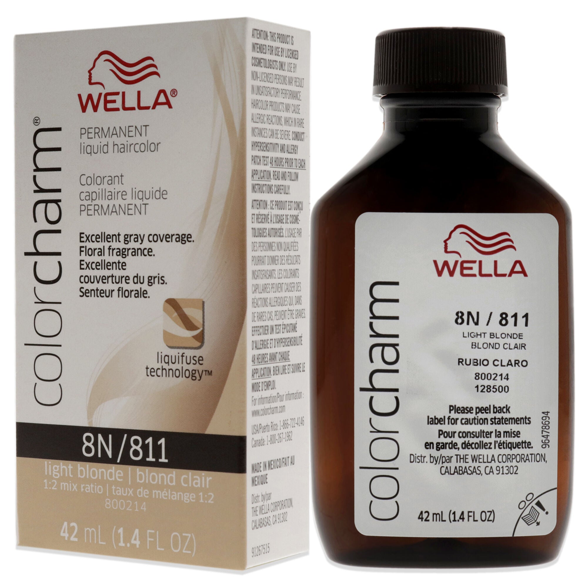 Color Charm Permanent Liquid Hair Color - 811 8N Light Blonde by Wella for Unisex - 1.42 oz Hair Color, See Description, alternate image number 3