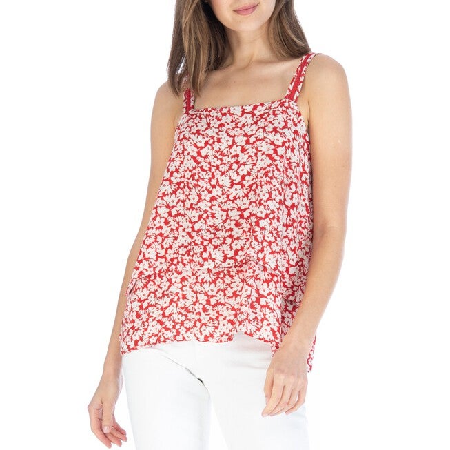 Double Layer Floral Tank, Red Floral, hi-res image number null