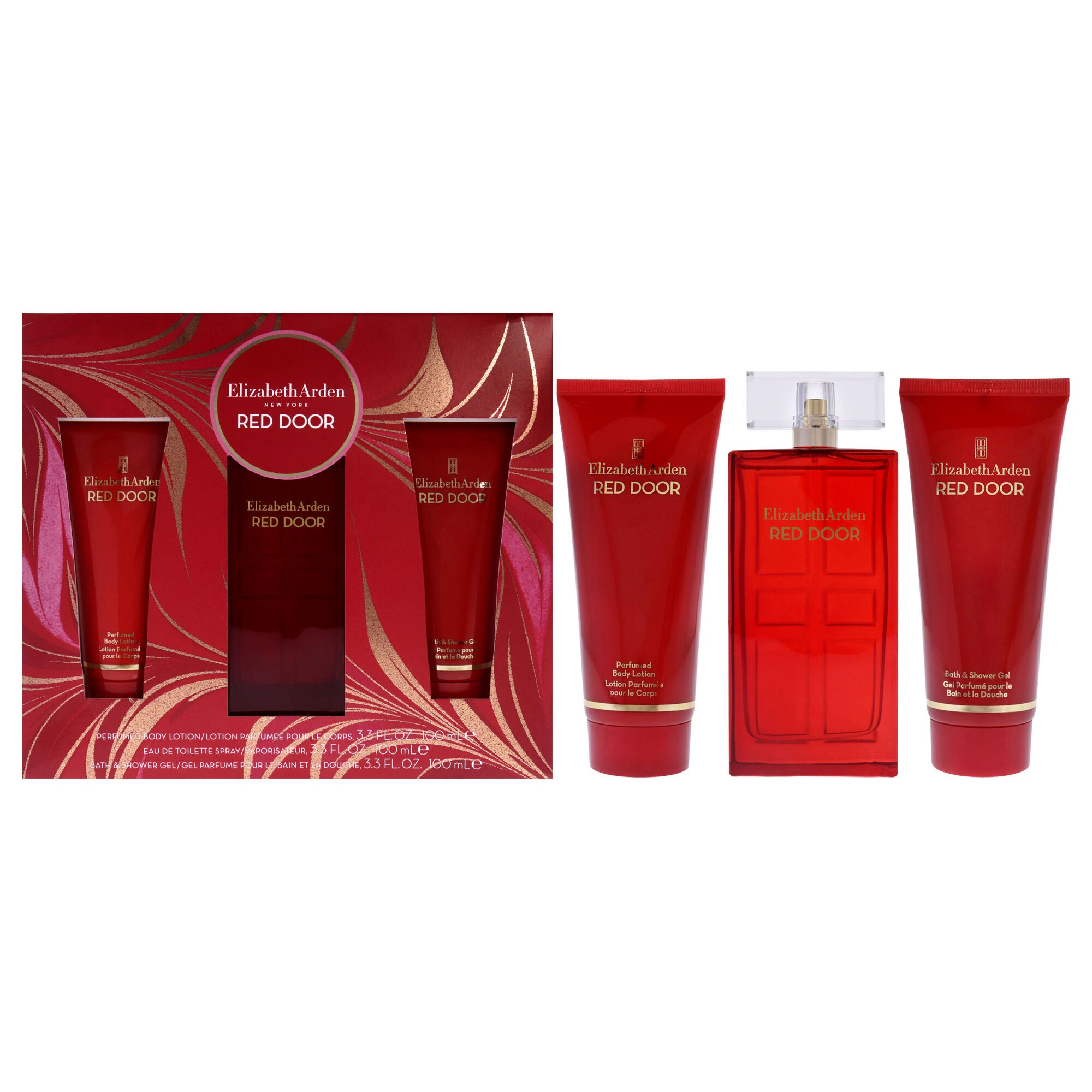 Red Door by Elizabeth Arden for Women - 3 Pc Gift Set 3.3oz EDT Spray, 3.3oz Body Lotion, 3.3oz Bath & Shower Gel, See Description, hi-res image number 0