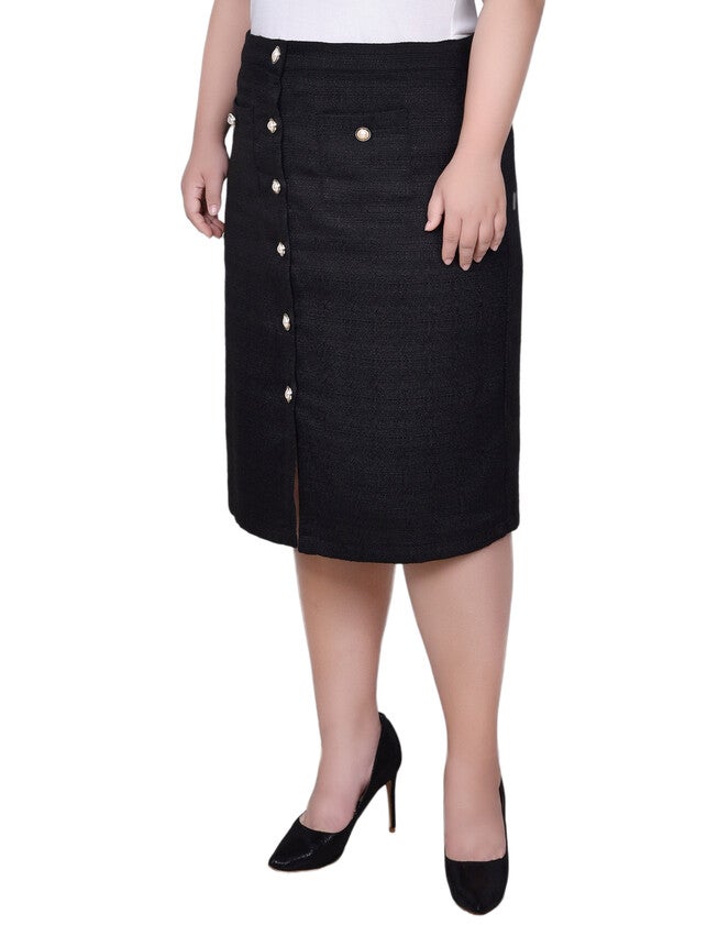 Slim Tweed Double Knit Skirt with Pockets, , alternate image number 4