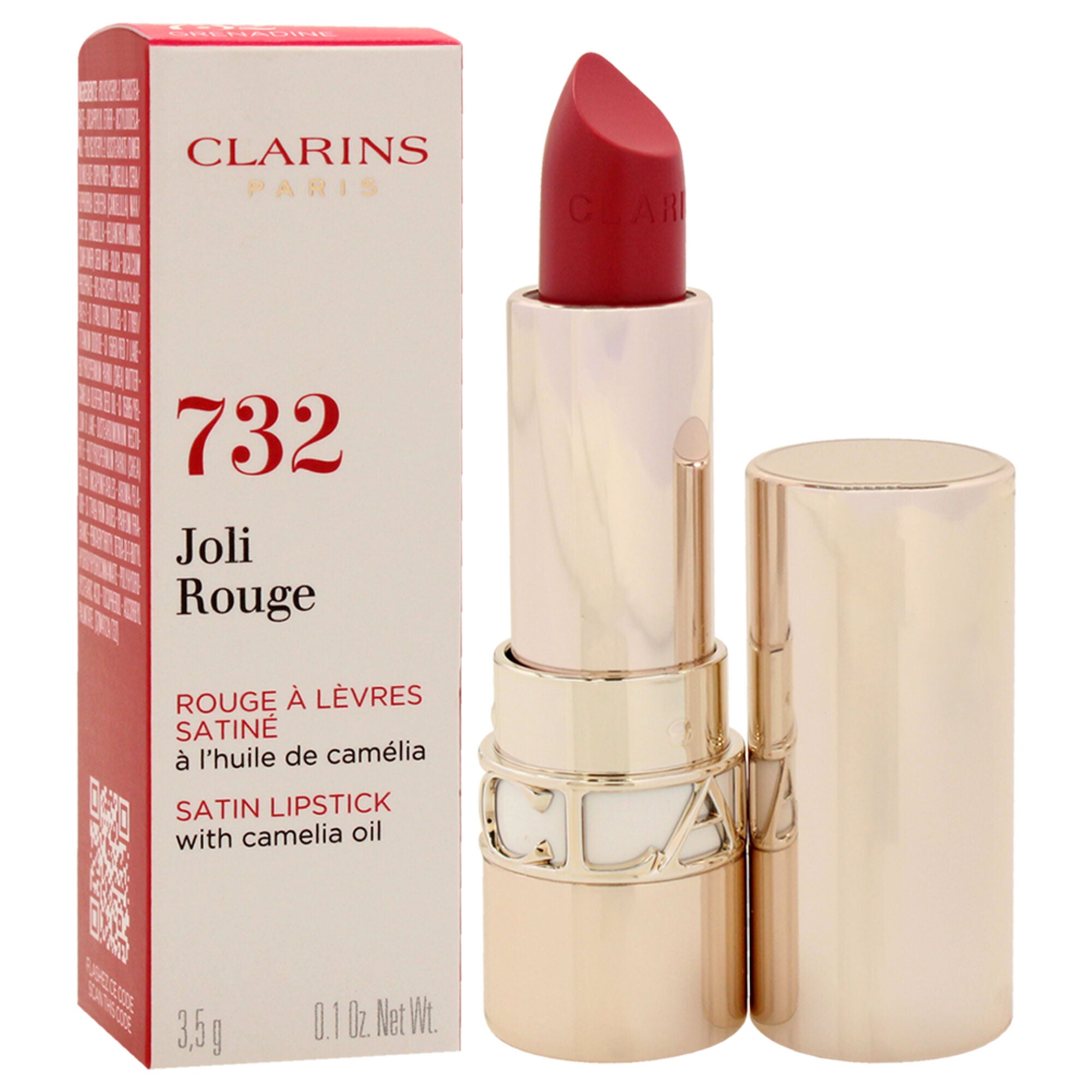 Joli Rouge Satin Lipstick - 732 Grenadine by Clarins for Women - 0.1 oz Lipstick, See Description, alternate image number 1