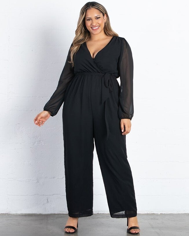 Celina Chiffon Jumpsuit, Black Noir, hi-res image number null
