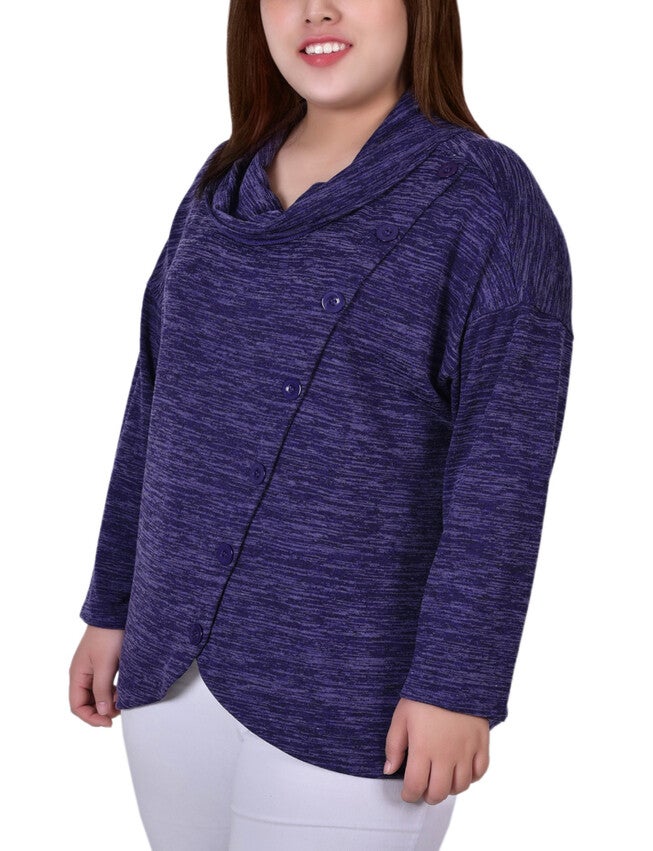 Long Sleeve Grommet Top, Eggplant, alternate image number 1