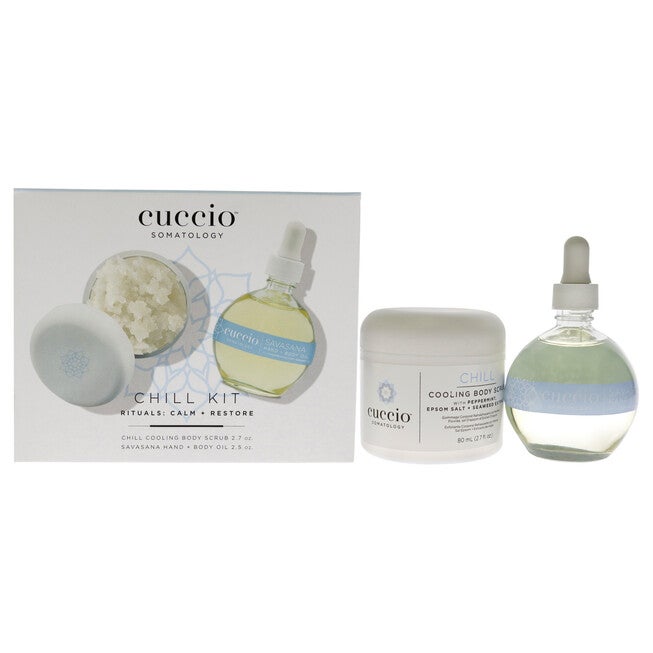 Somatology Chill Kit by Cuccio Somatology for Unisex - 2 Pc 2.7oz Cooling Body Scrub, 2.5oz Savasana Hand and Body Oil, See Description, hi-res image number 0