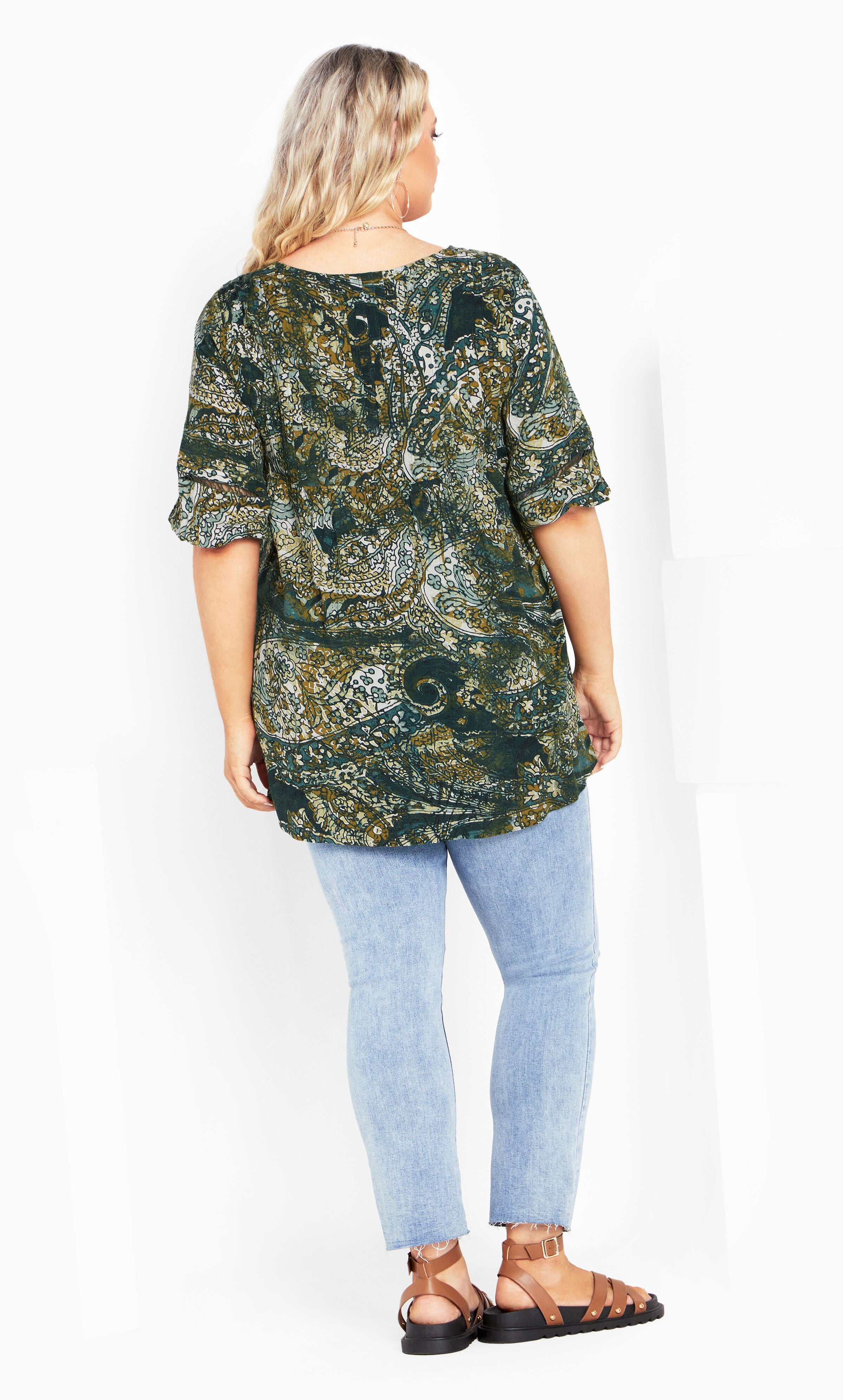 Carmel Pintuck Print Tunic - Moss, , alternate image number 3