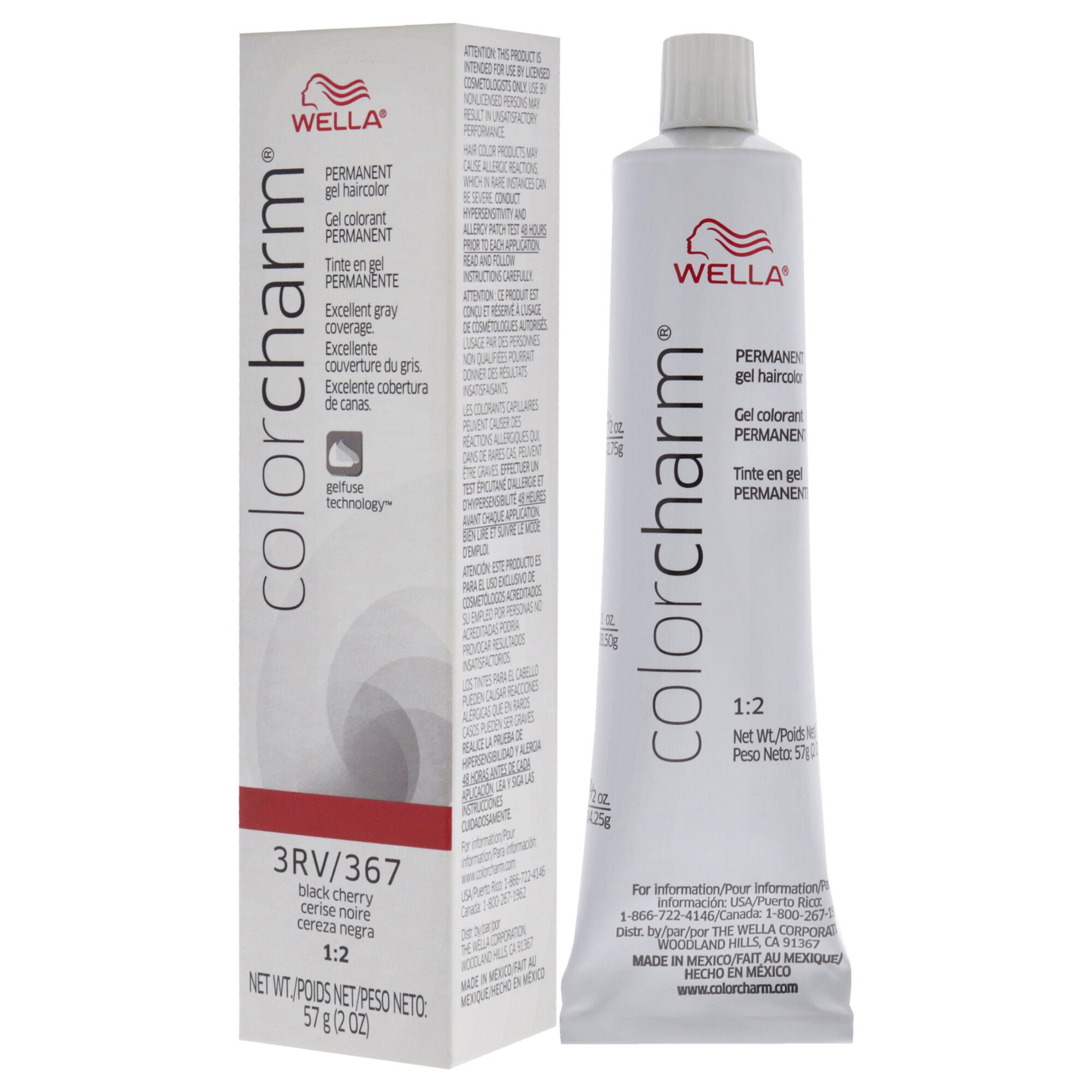 Color Charm Permanent Hair Color Gel - 3RV 367 Black Cherry by Wella for Unisex - 2 oz Hair Color, See Description, alternate image number 3