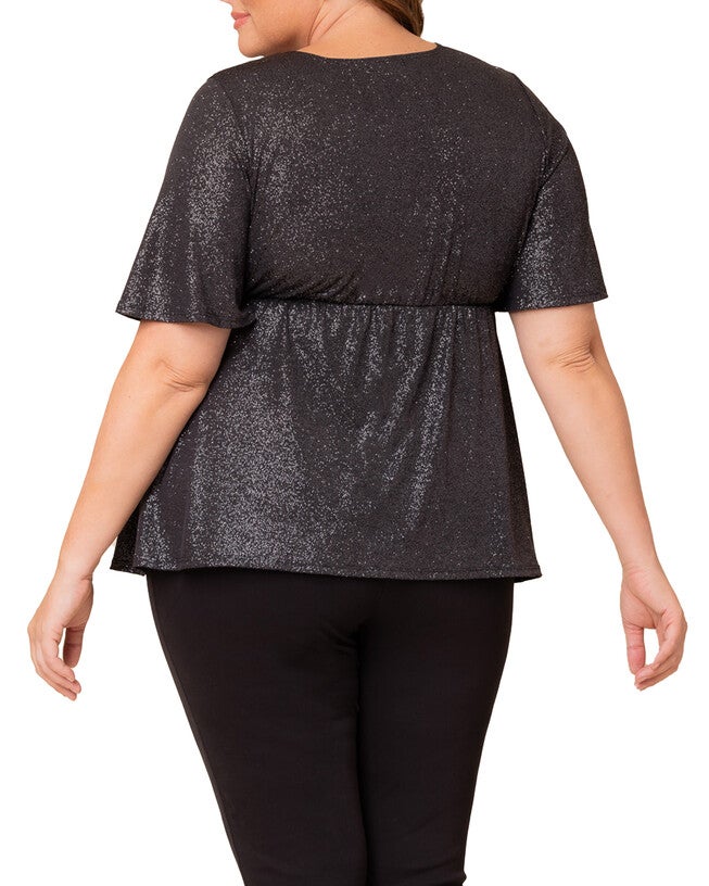 GALAXY GLITTER TWIST TOP, SILVER STARLIGHT / Silver, alternate image number null
