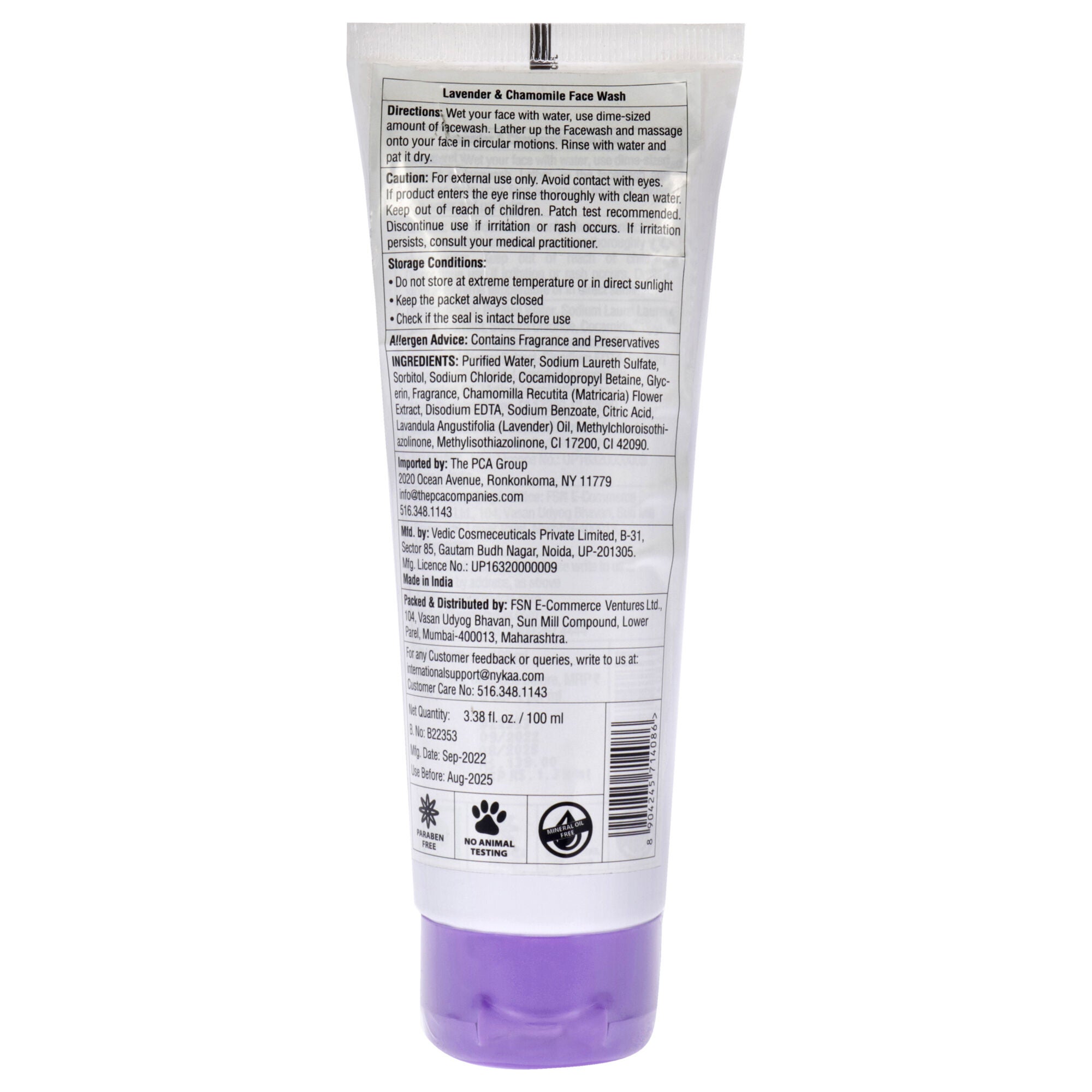 Face Wash - Lavender and Chamomile by Nykaa Naturals for Women - 3.38 oz Cleanser, , alternate image number 3