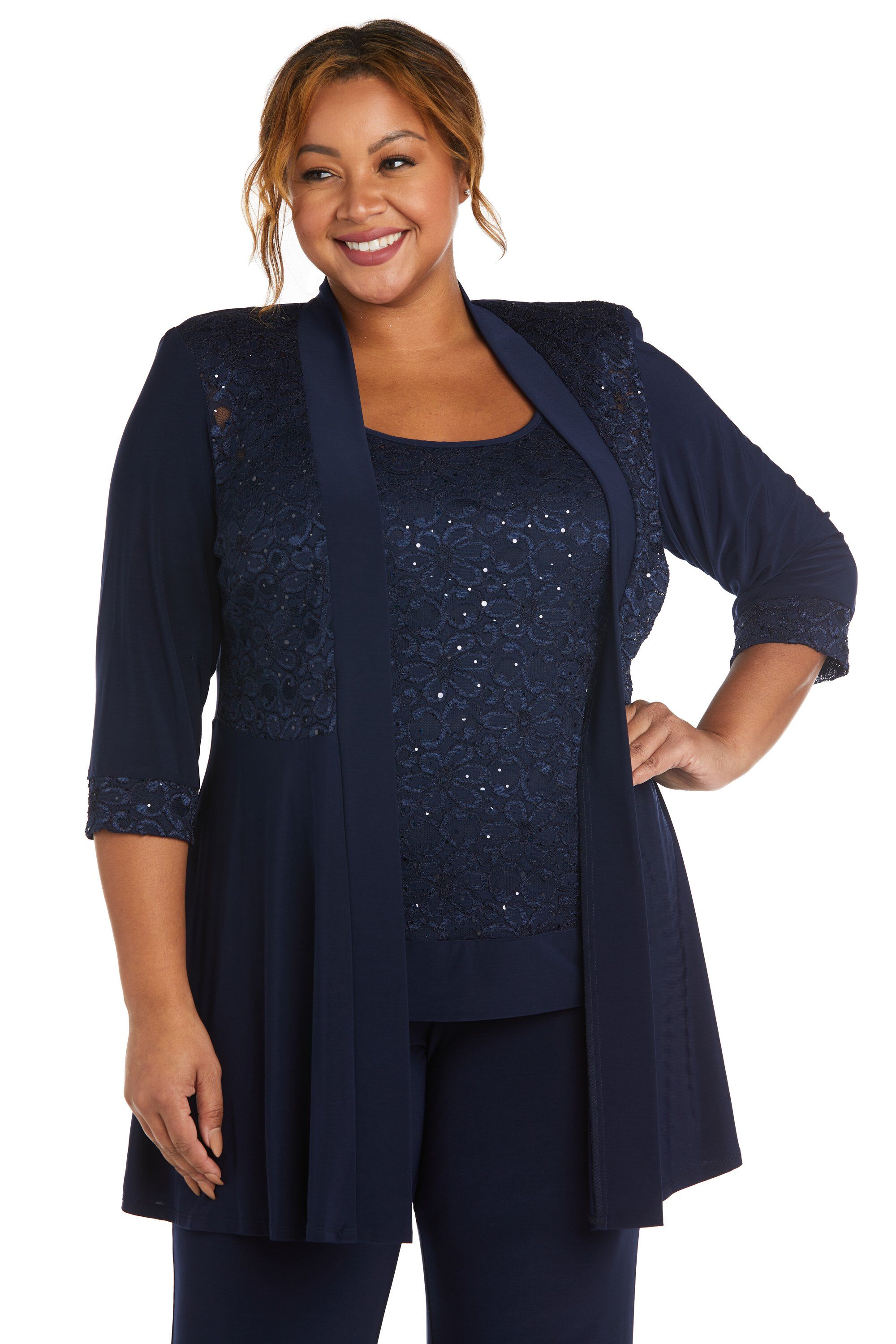 Faux Trouser Set with Lace and Sequin Detailing, , alternate image number 2