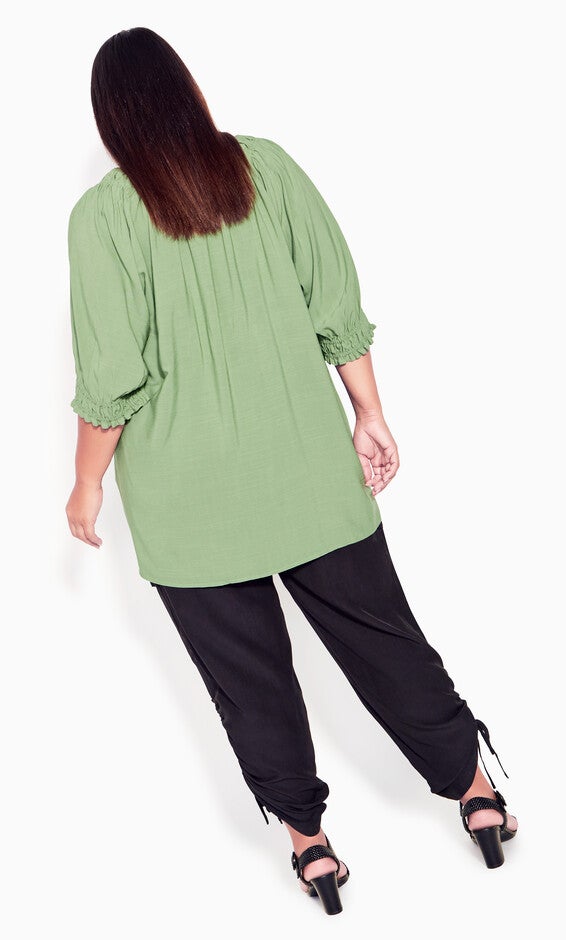 Bianca Pleat Neck Top - olive, , alternate image number 4