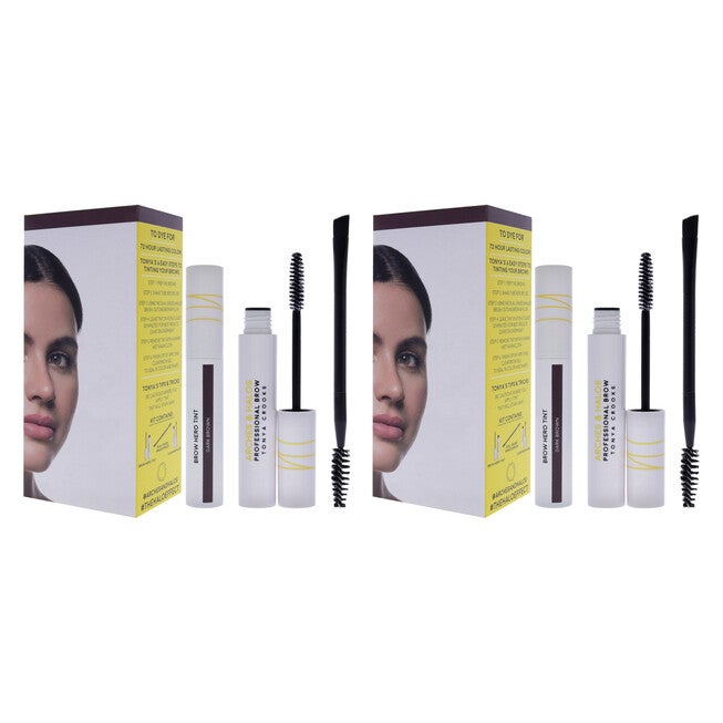 Brow Hero Tint Kit - Dark Brown by Arches and Halos for Women - 2 Pc Dual-Ended Angled Brush, Clear Brow Gel - Pack of 2, See Description, alternate image number 2