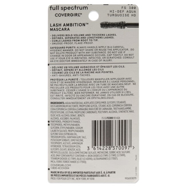 Full Spectrum Lash Ambition Mascara - 300 Hi-Def Aqua by CoverGirl for Women - 0.3 oz Mascara, NA, alternate image number null