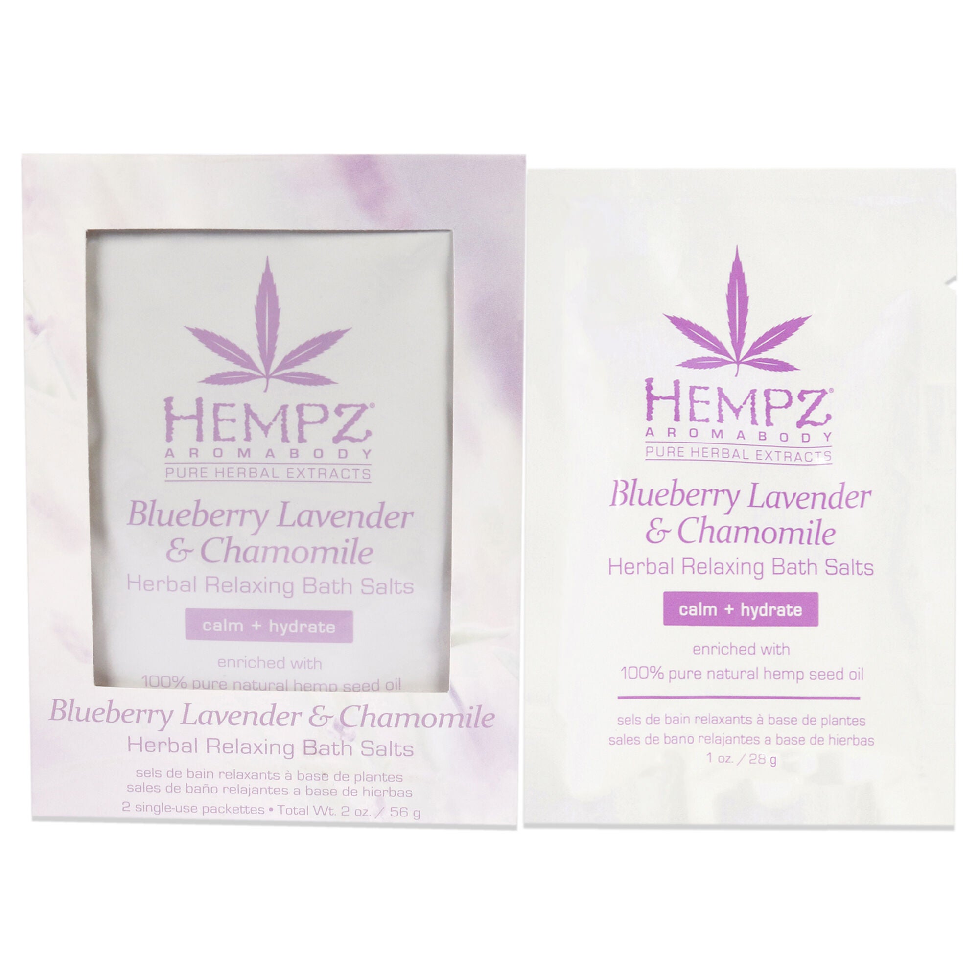 Aromabody Blueberry Lavender and Chamomile Herbal Relaxing Bath Salts by Hempz for Unisex - 2 x 1 oz Bath Salt, See Description, hi-res image number 0