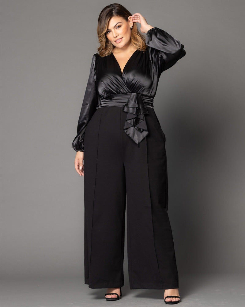 Refined Satin Jumpsuit, Onyx, hi-res image number 0