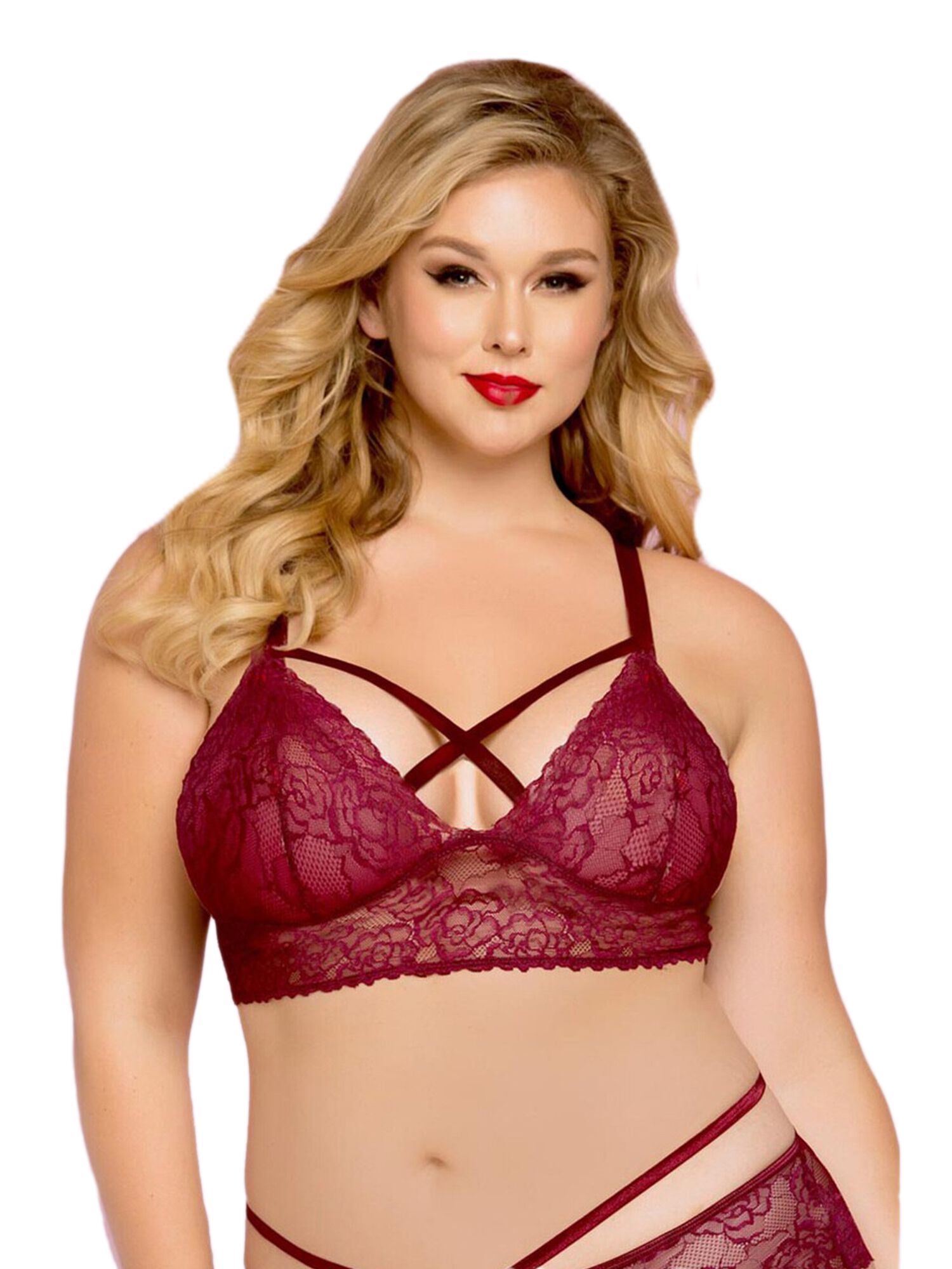 Lattice Detail Bralette, Wine, hi-res image number 0