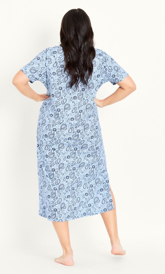 Paisley Sleep Dress - blue, , alternate image number 1