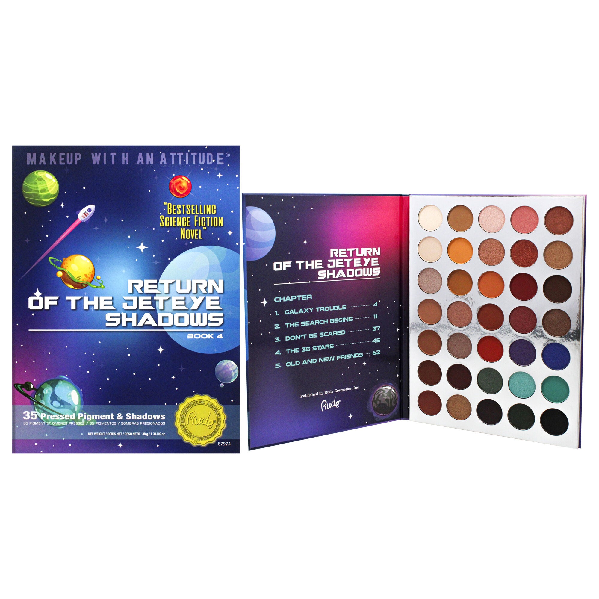 Return of the Jeteye 35 Eyeshadows Palette - Book 4 by Rude Cosmetics for Women - 1.34 oz Eye Shadow, See Description, hi-res image number 0