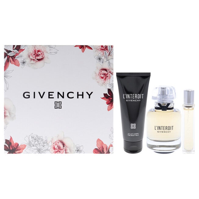 LInterdit by Givenchy for Women - 3 Pc Gift Set 2.7oz EDP Spray, 0.42oz EDP Spray (Mini), 2.5oz Body Milk, Clear, hi-res image number 0