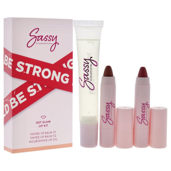 Breakup Collection Lip Kit - Get Glam by Sassy by Savannah Chrisley for Women - 3 Pc Nourishing Lip Oil, 2Pc Tinted Lip Balms, NA, alternate image number null