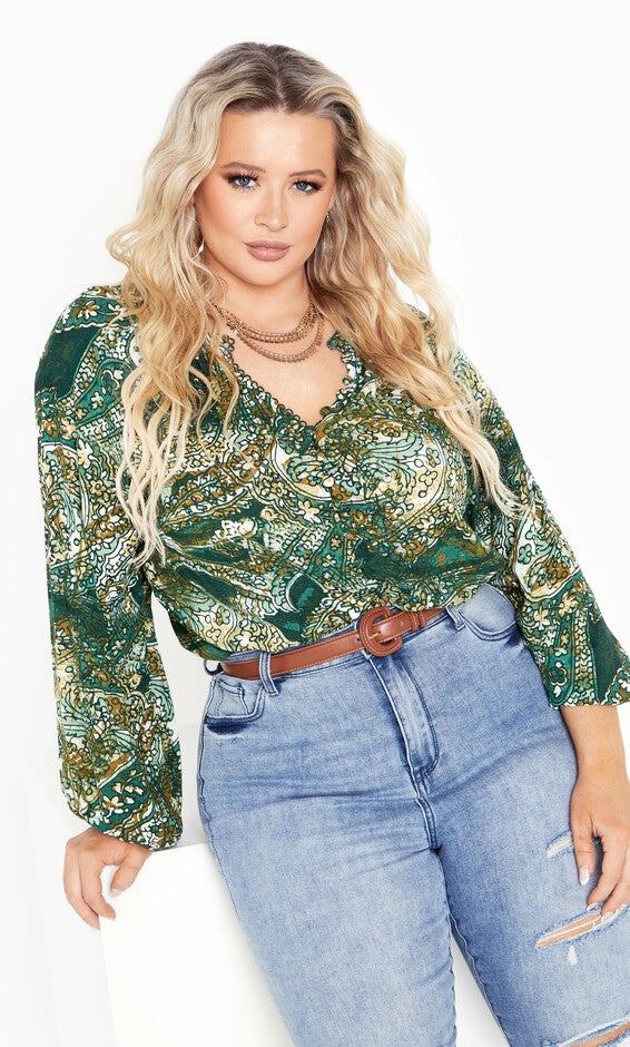 Lady Luxe Shirt - Ivory, Green, hi-res image number 0