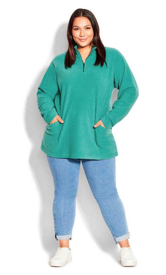 Polar Fleece Pocket Tunic - jade, , alternate image number 4
