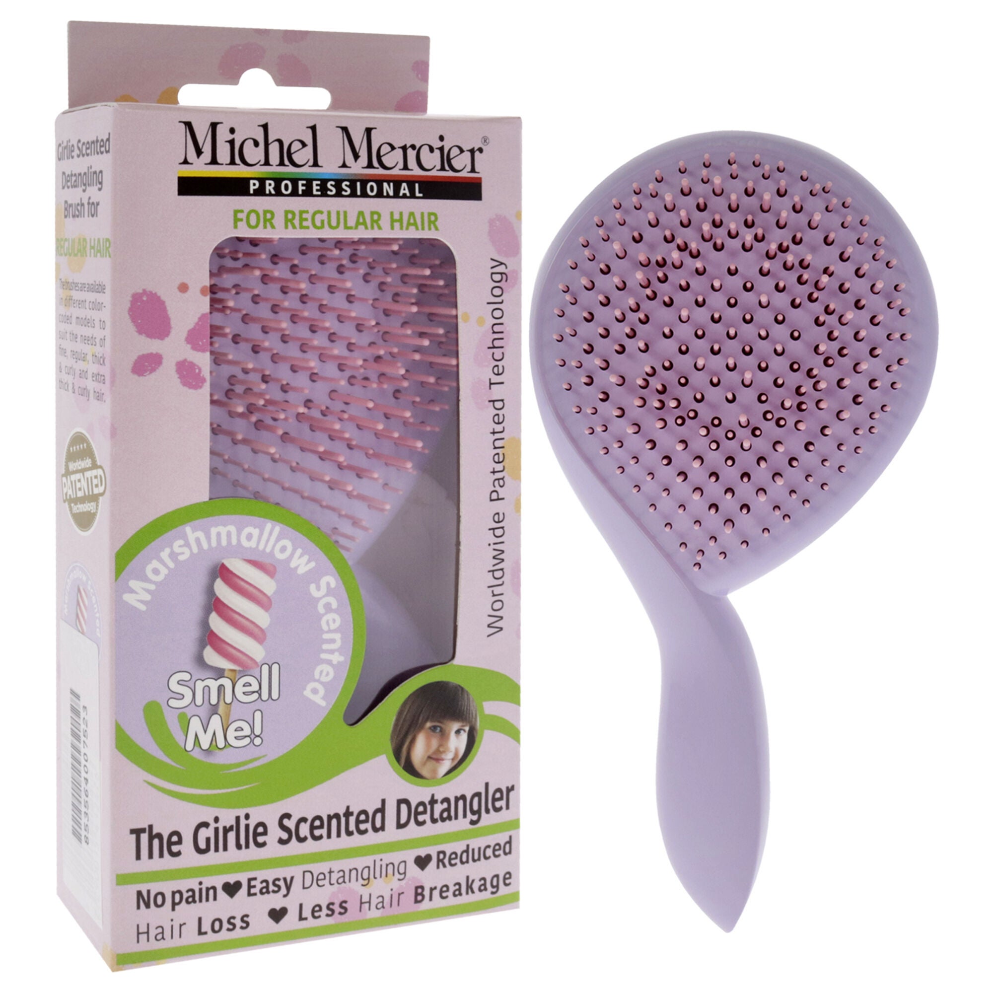 The Girlie Scented Detangler Brush Marshmallow Normal Hair - Purple by Michel Mercier for Women - 1 Pc Hair Brush, See Description, alternate image number 1