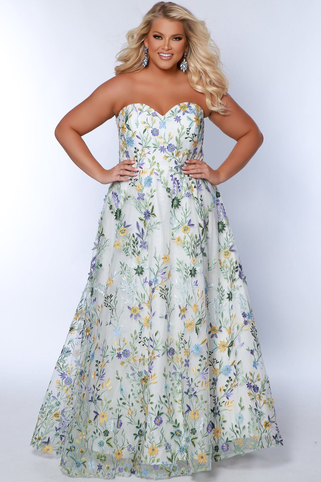 WATCH ME BLOOM FLORAL FORMAL DRESS, Ivory Floral / White, alternate image number 1